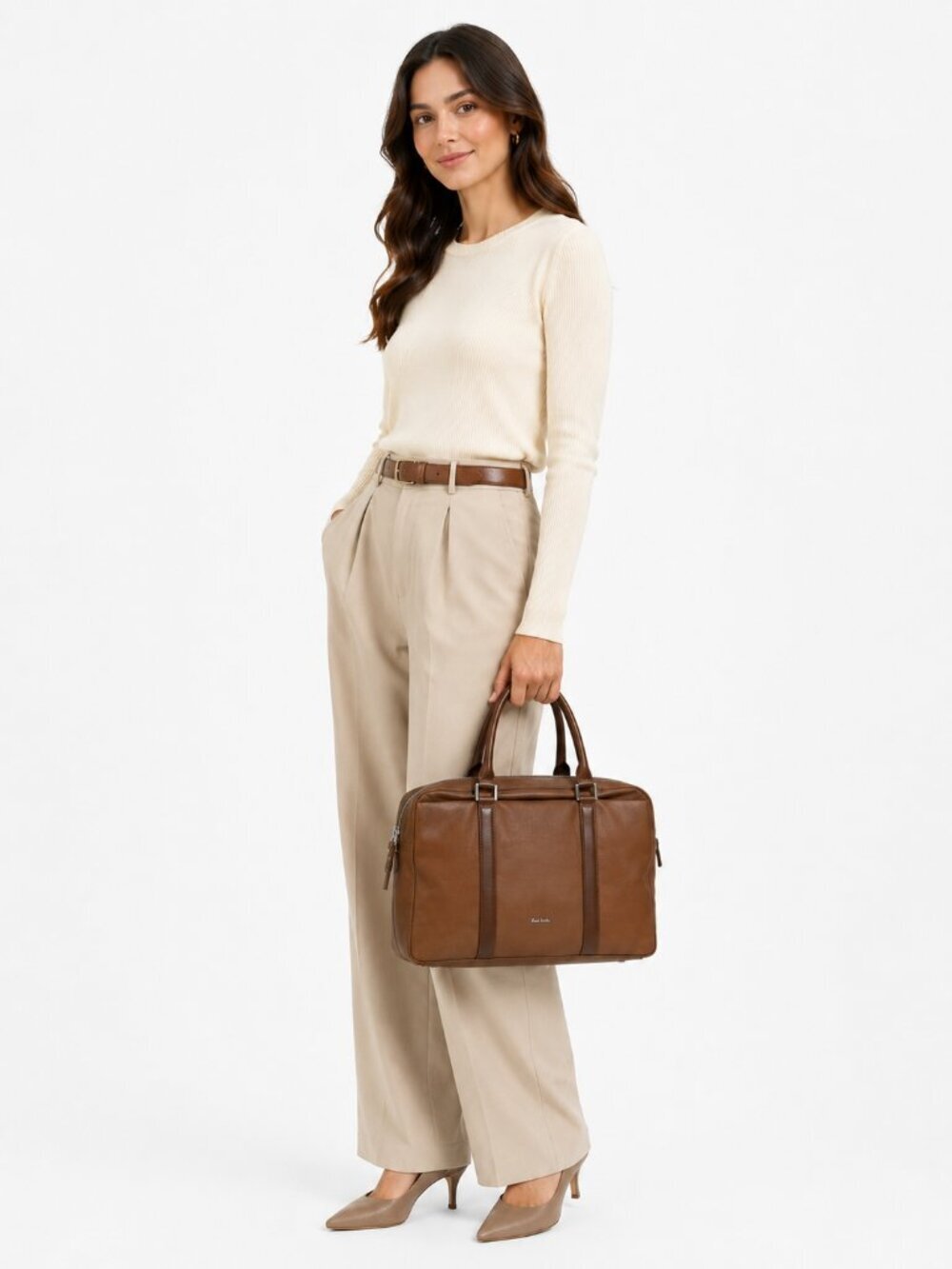 Paul Smith Leather Briefcase / Work Bag – Brown and Tan